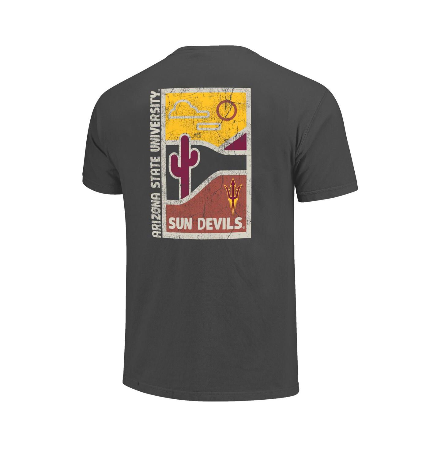Мужская футболка Image One Graphite Arizona State Sun Devils Comfort Colors Minimal Vista Distressed Graphics — фото 3