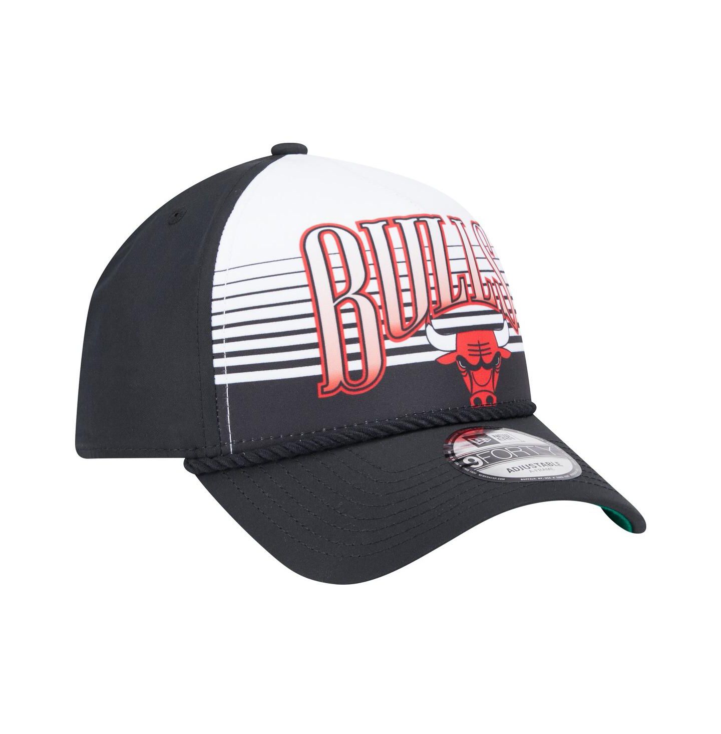 Мужская кепка New Era Black Chicago Bulls Throwback Gradient A-Frame 9FORTY Adjustable Hat — фото 3