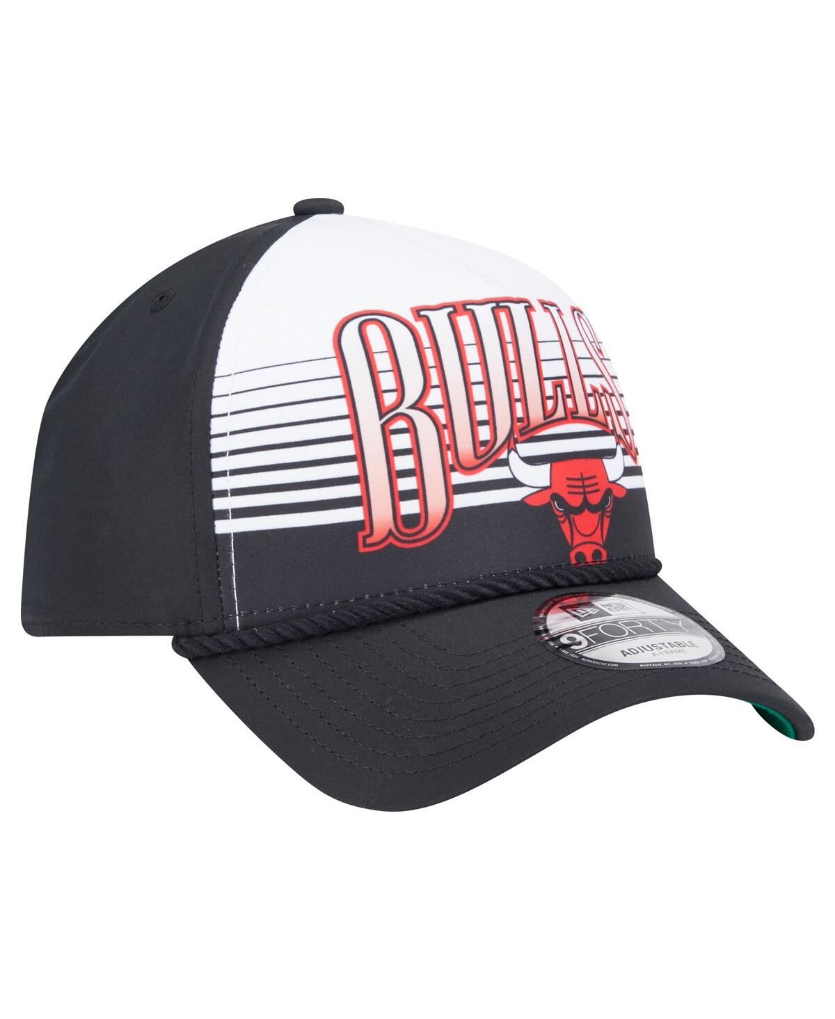NEW ERA MEN'S BLACK CHICAGO BULLS THROWBACK GRADIENT A-FRAME 9FORTY ADJUSTABLE HAT 