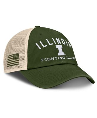 Men's Olive Illinois Fighting Illini OHT Military Appreciation Frontier Trucker Adjustable Hat