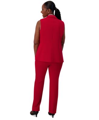 Notched Collar Open-Front Regular & Plus Sizes Vest Jacket