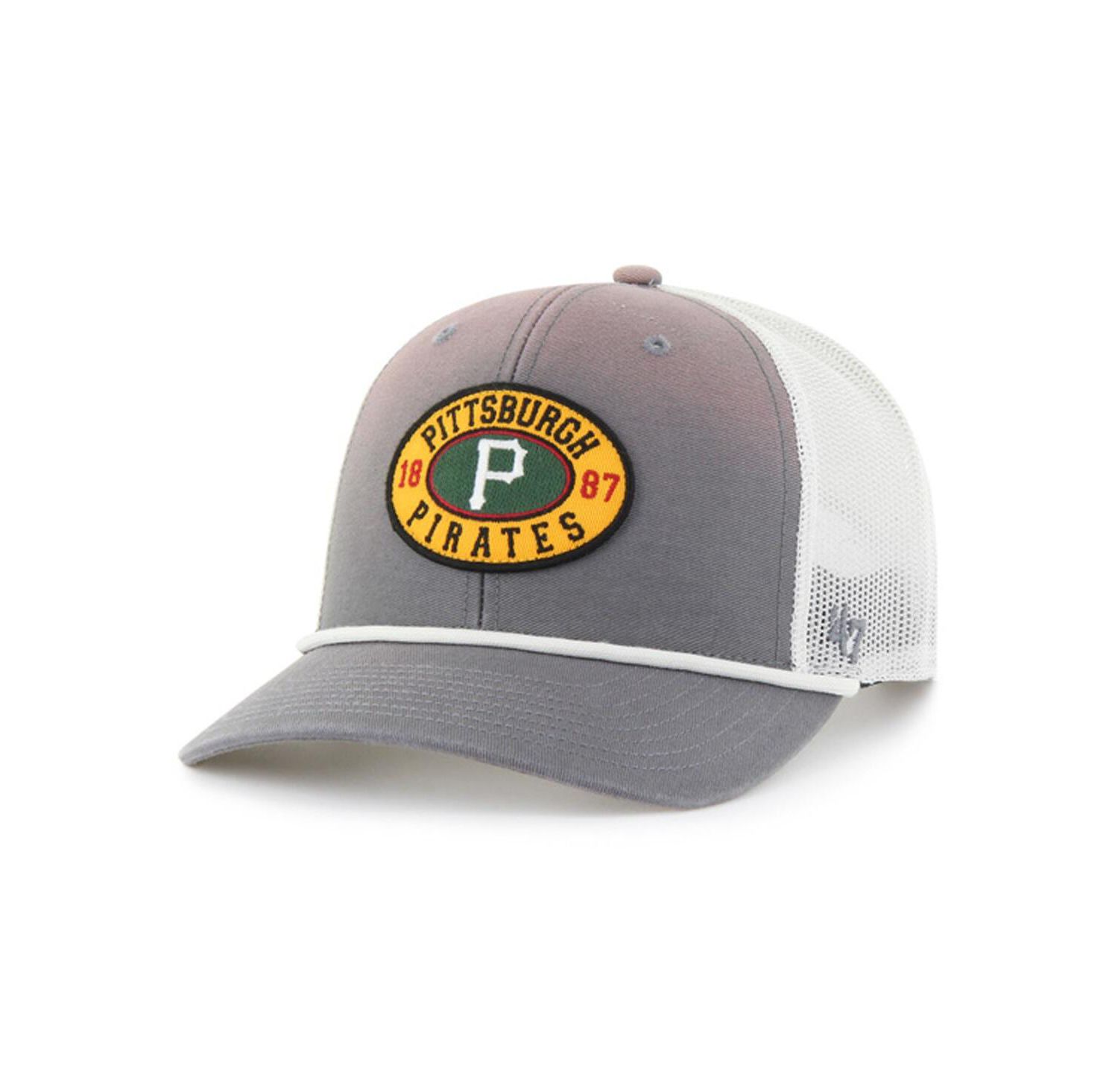 Men's Gray/White Pittsburgh Pirates Tide Sweep Rope Trucker Adjustable Hat