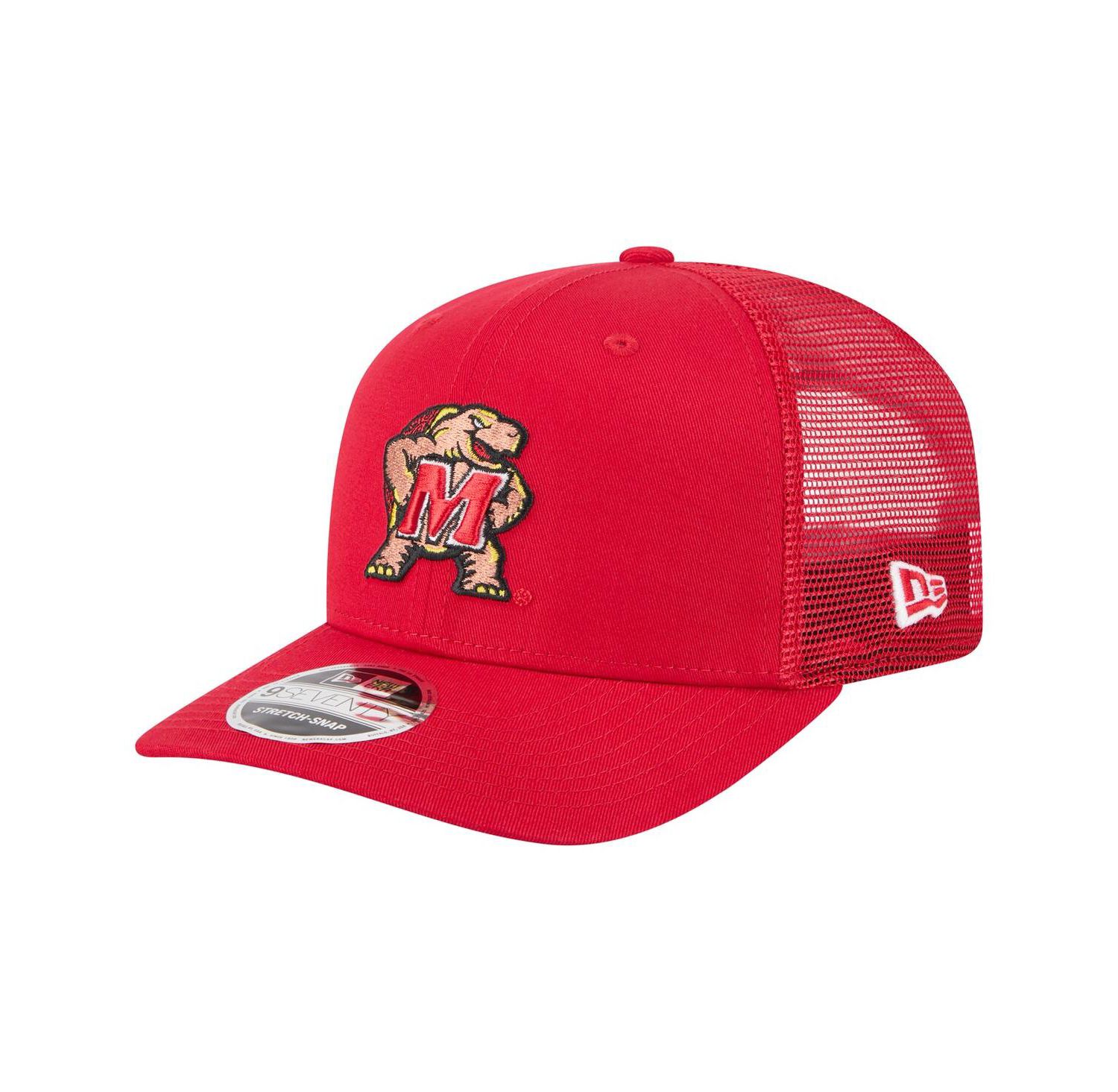 Men's Red Maryland Terrapins Primary 9SEVENTY Trucker Stretch-Snap Hat