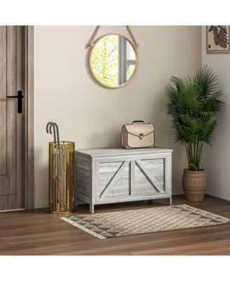 30" Farmhouse Storage Chest, Lift Top Box Organizer with Safety Hinge to Open Up 100 for Bedroom, Entryway, Living Room, Gray Wood Grain