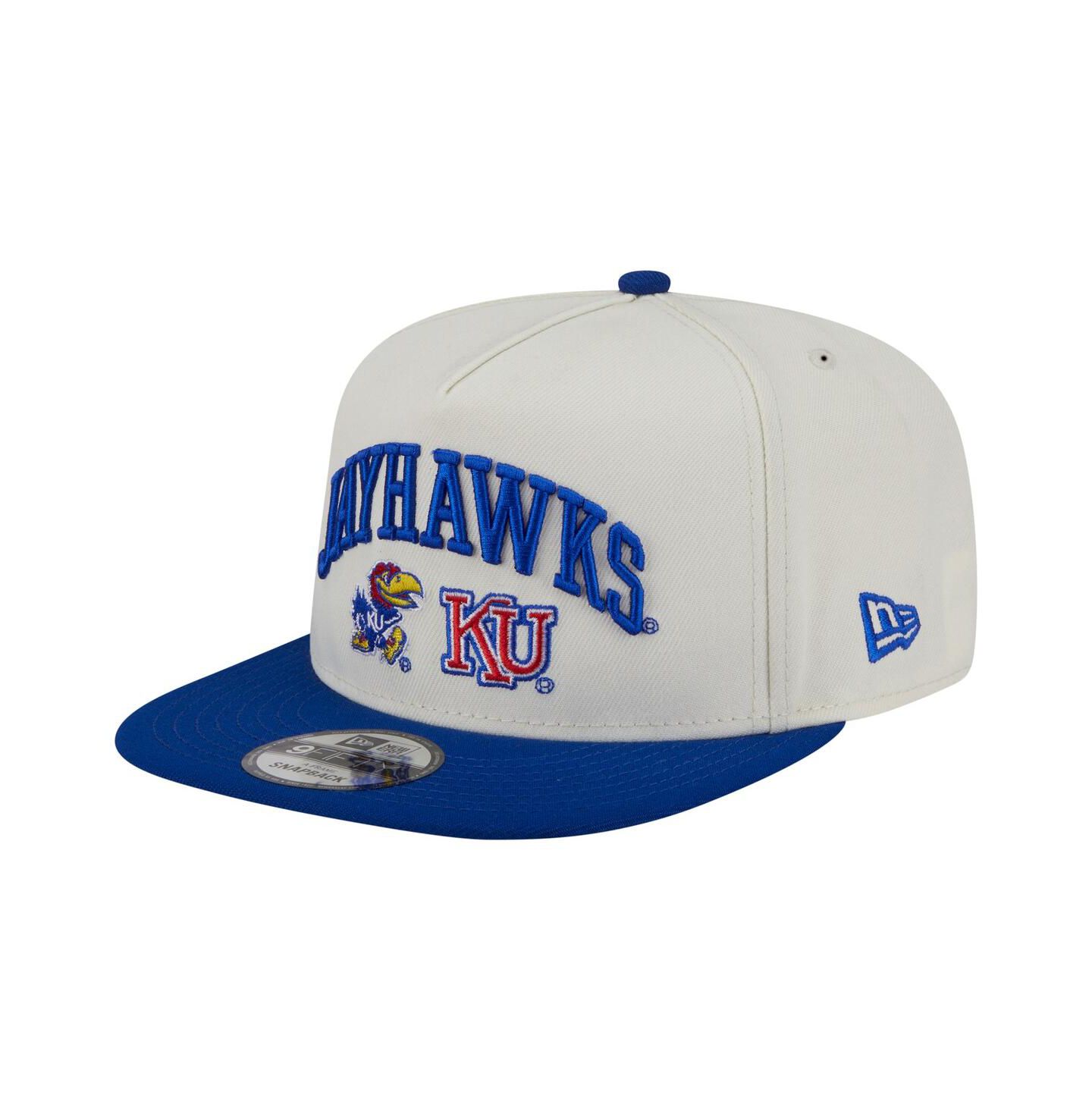 Мужская кепка New Era White Kansas Jayhawks Collegiate 9FIFTY A-Frame Snapback Hat — фото 1