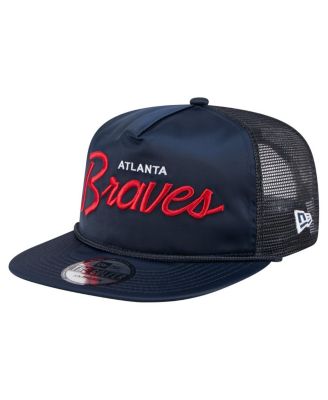 New Era - Men's Navy Atlanta Braves Retro Satin Script Golfer Adjustable Hat