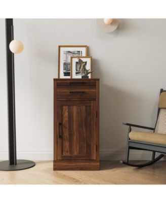 17.80"/1 Count particle board brown walnut color modular wine bar cabinet Buffet Cabinet with Hutch for Dining Room