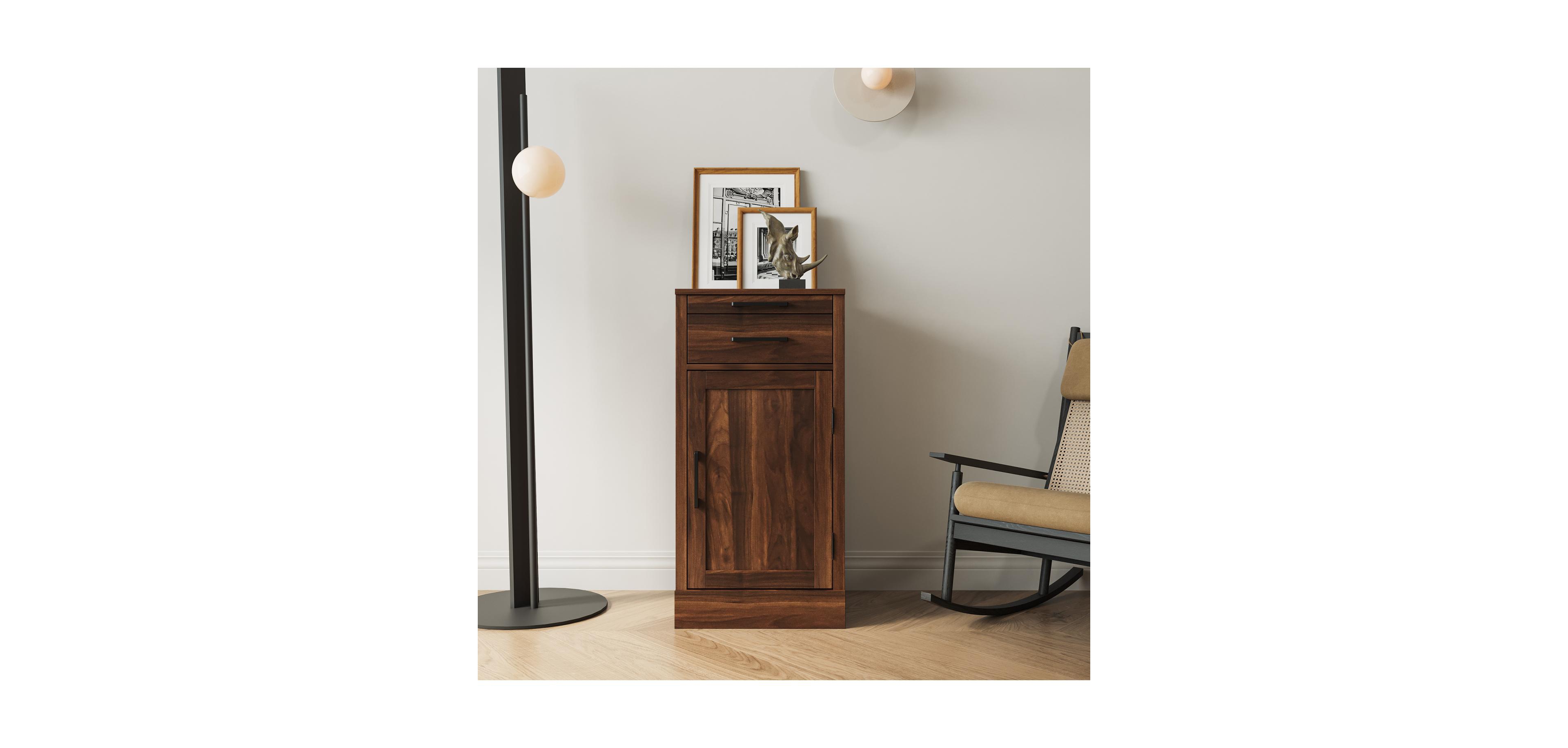 Streamdale brown walnut color modular wine bar cabinet Buffet Cabinet with Hutch for Dining Room