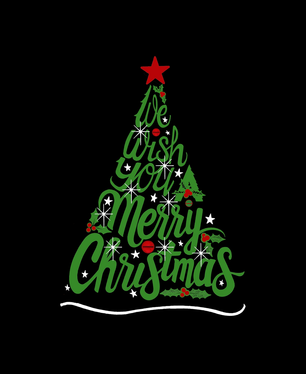 La Pop Art Men's We Wish You A Merry Christmas Word Art Crewneck Sweatshirt