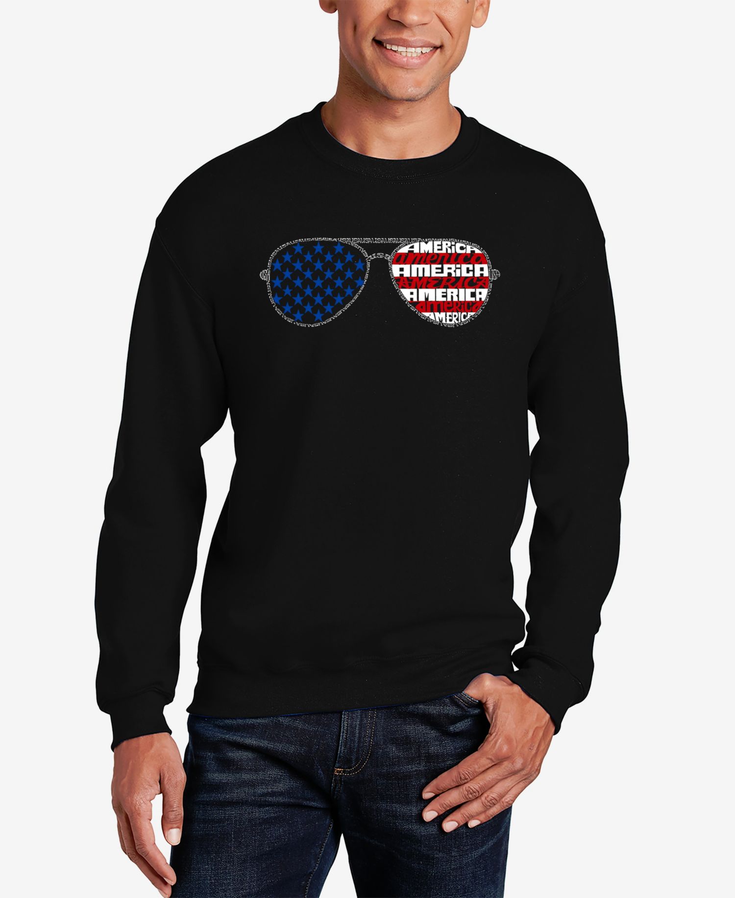 Men's Americana Sunglasses Word Art Crewneck Sweatshirt