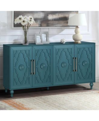 63" Storage Cabinet with Carved Doors & Adjustable Shelves