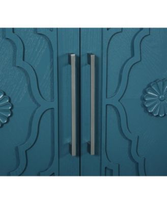 63" Storage Cabinet with Carved Doors & Adjustable Shelves