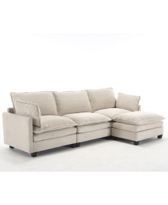 Oversized Velvet Modular Sofa U-Shape Couch with Ottomans & Pillows