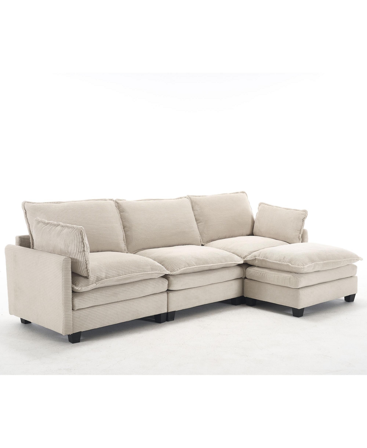 Oversized Velvet Modular Sofa U-Shape Couch with Ottomans & Pillows