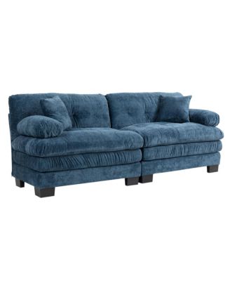 Streamdale Blue Chenille Sectional Sofa Sleeper