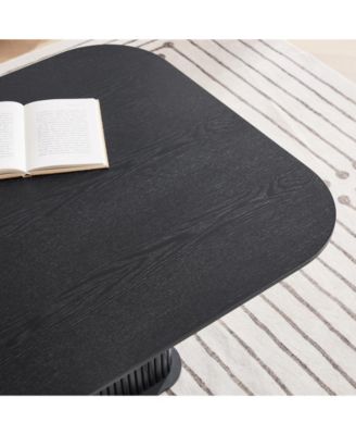 Coffee Table Black Oak Wood Surface and Black Metel Feet