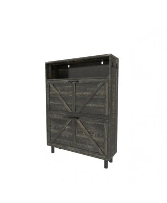 Streamdale Farmhouse Shoe Storage Cabinet with Barn Door and Flip Drawers