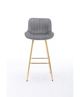 Streamdale Chrome and Velvet Bar Stool (Set of 2)