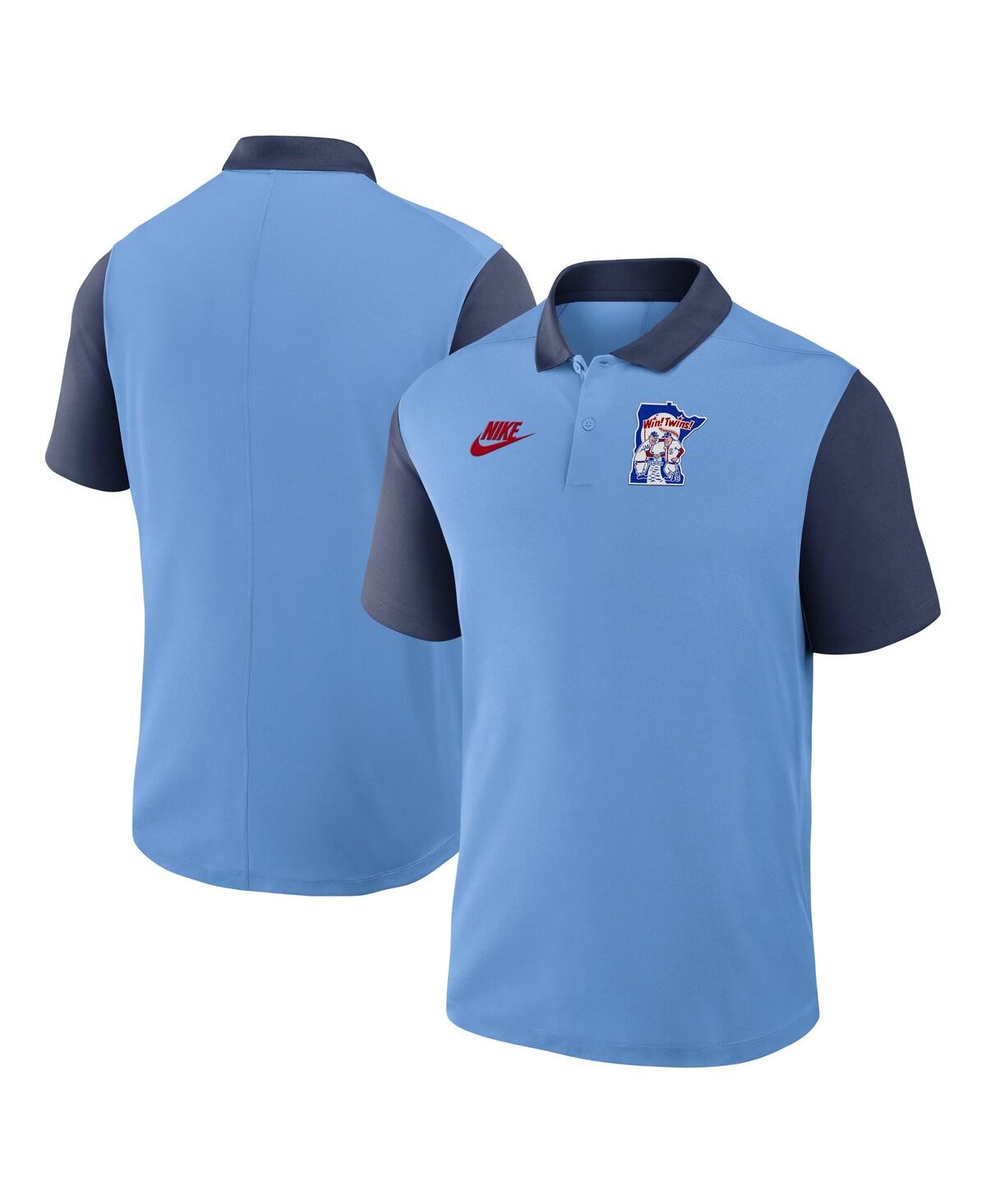 Nike Men's Light Blue/navy Minnesota Twins Cooperstown Collection Color-block Victory Performance Polo Sh