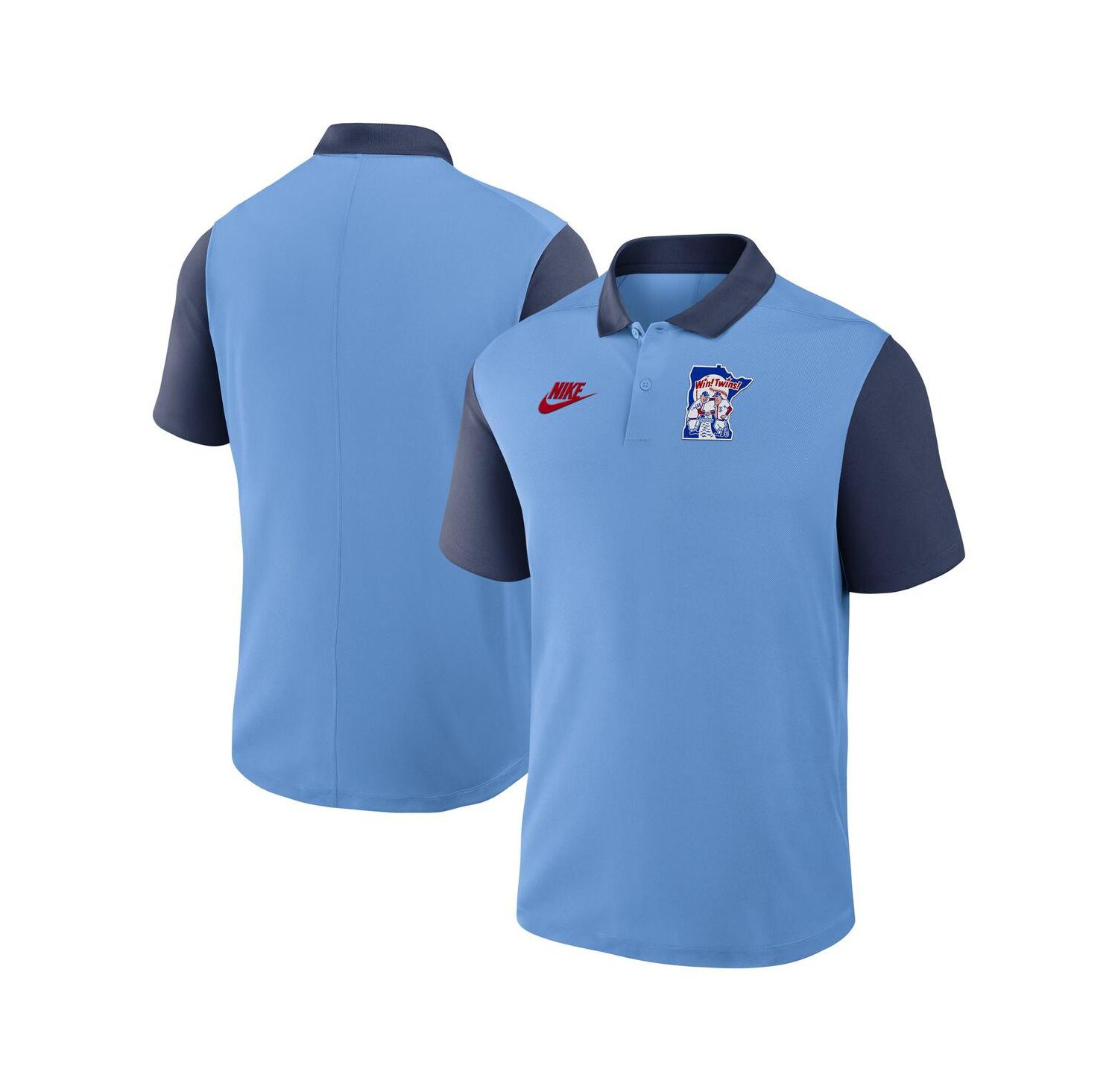 Men's Light Blue/Navy Minnesota Twins Cooperstown Collection Color-Block Victory Performance Polo Shirt