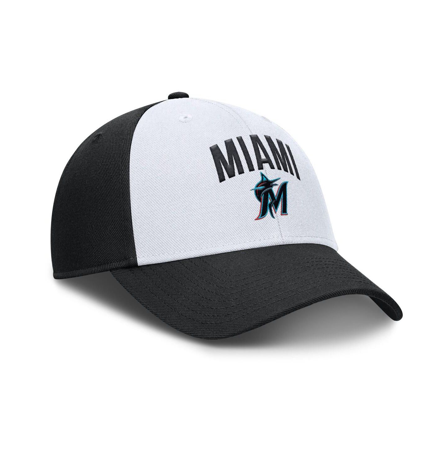 Мужская кепка Nike White/Black Miami Marlins Club Performance Adjustable Hat — фото 2
