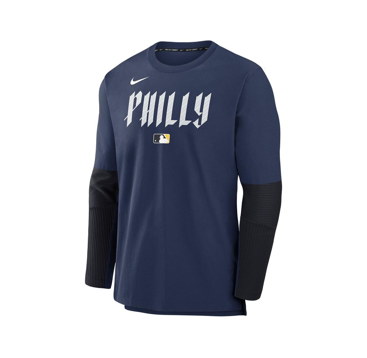 Men's Navy Philadelphia Phillies Authentic Collection City Connect Lightweight Player Tri-Blend Performance Long Sleeve T-Shirt