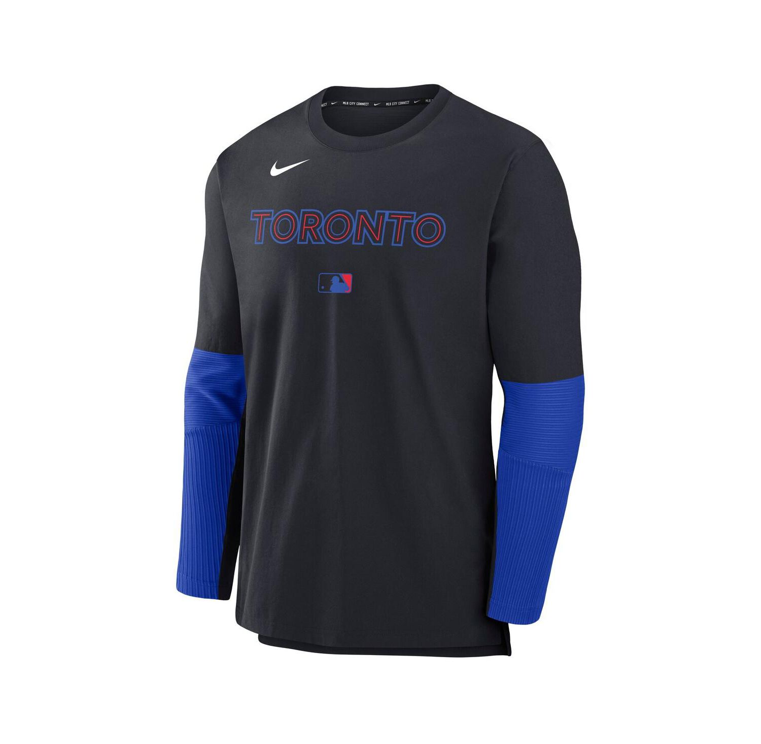 Men's Black Toronto Blue Jays Authentic Collection City Connect Lightweight Player Tri-Blend Performance Long Sleeve T-Shirt
