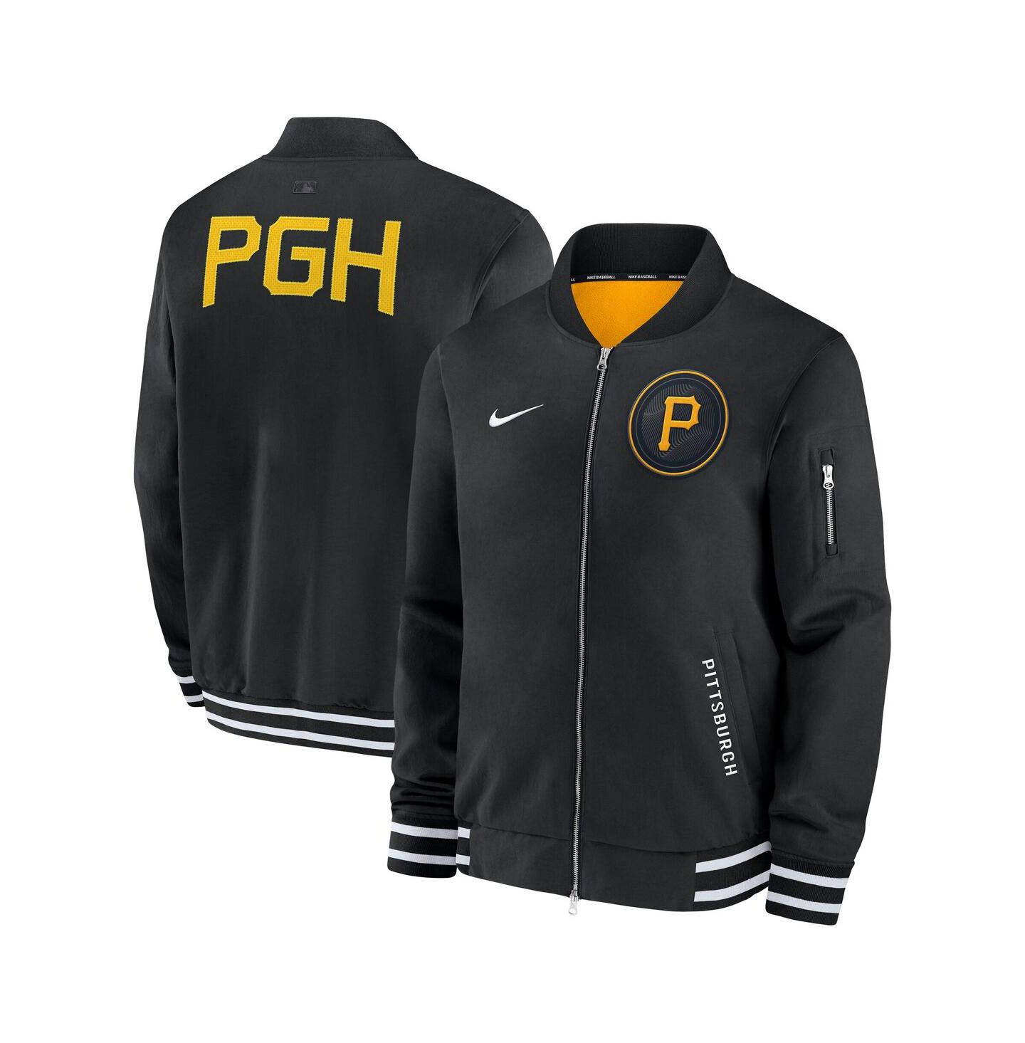 Мужская куртка Nike Black Pittsburgh Pirates Authentic Collection City Connect Full-Zip Bomber — фото 1