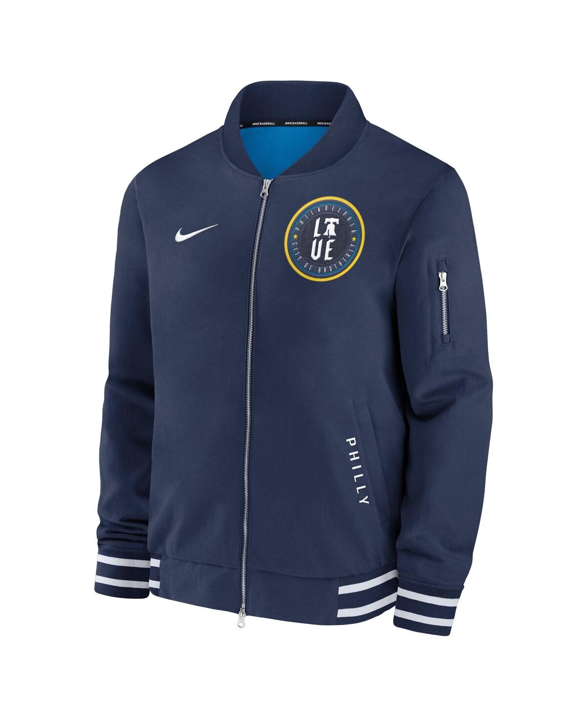 Nike Philadelphia Phillies Authentic Collection City Connect  Men's Mlb Full-zip Bomber Jacket In Blue
