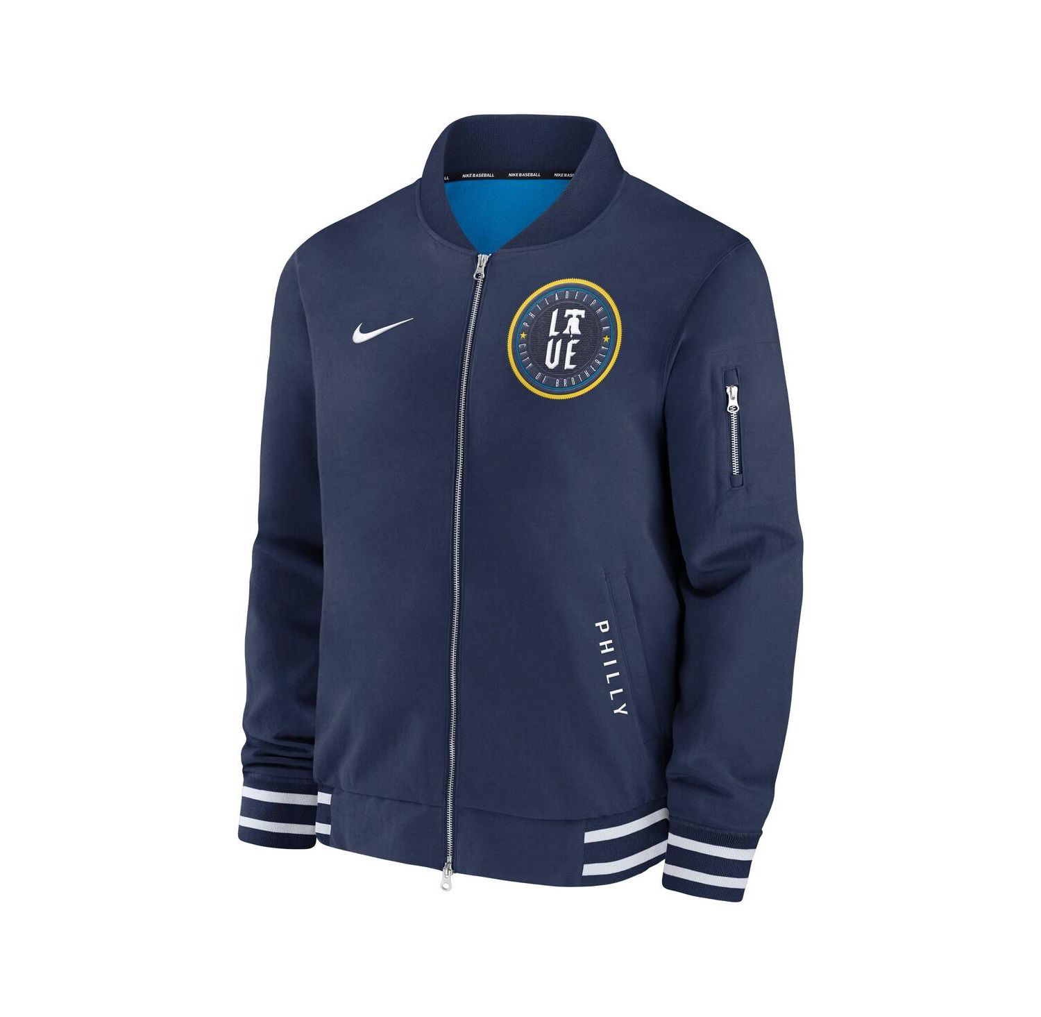 Men's Navy Philadelphia Phillies Authentic Collection City Connect Full-Zip Bomber Jacket