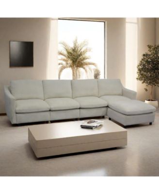 Streamdale Beige Modular Cloud Sofa, Ottoman & Pillows Modern Living Room Couch
