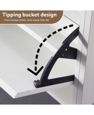 Shoe Storage Cabinet with 3 Flip Drawers & 1 Open Drawer