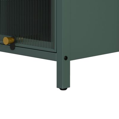 Modern 4-Tier Glass Door Cabinet Multi-Purpose Storage for Entryway, Living Room, Bathroom