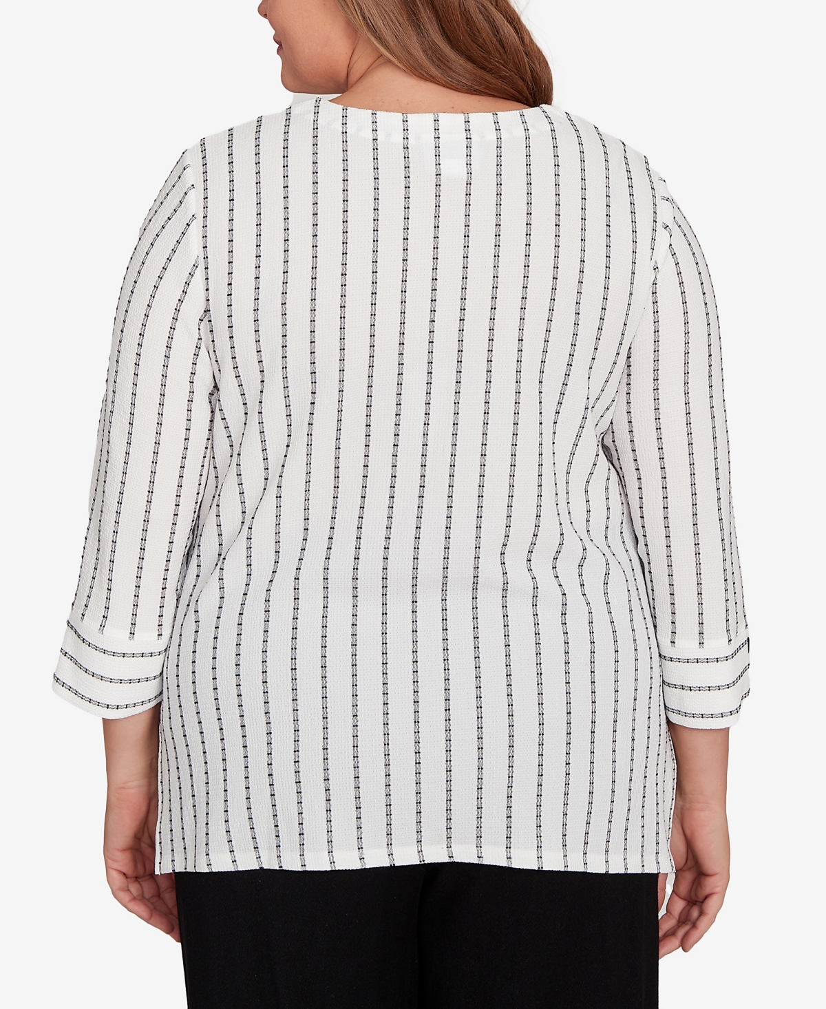 Alfred Dunner Plus Size Textured Stripe Top