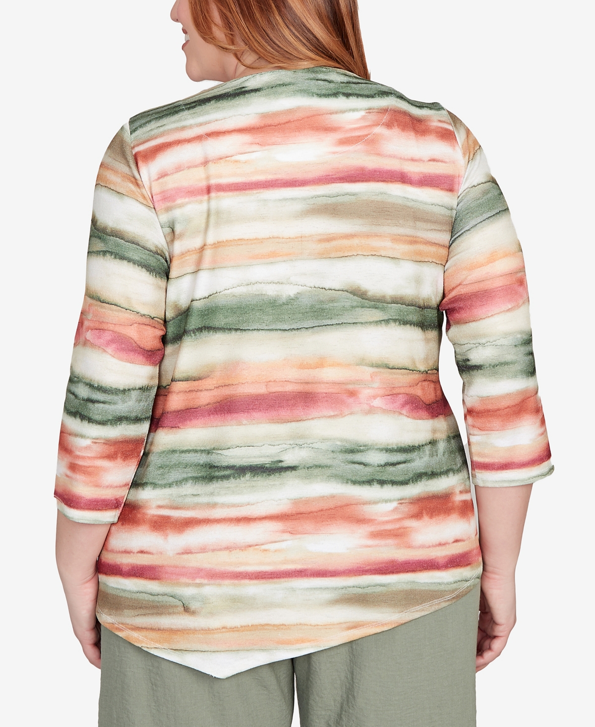 Alfred Dunner Petite Copper Canyon Watercolor Stripe Crew Neck Top