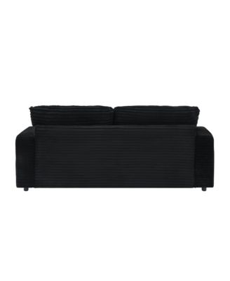 Streamdale 82 inches black corduroy sofa, two storage feet +4 throw pillows, create a living room, office fashion new darling