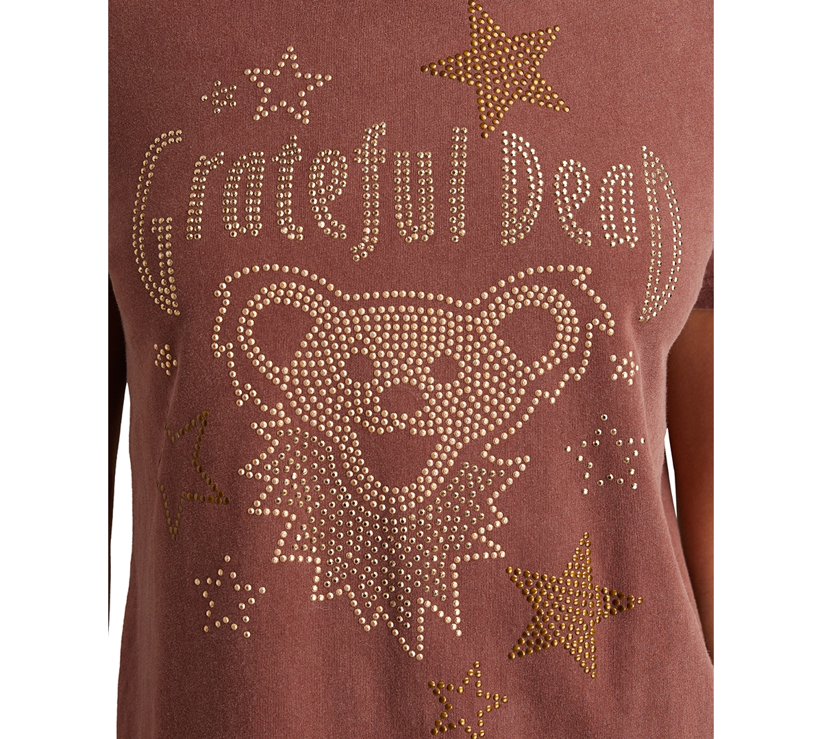 LUCKY BRAND WOMEN'S COTTON STUDDED GRATEFUL DEAD BEAR T-SHIRT 