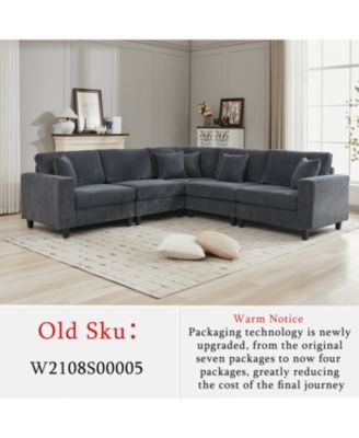 Streamdale Oversized Modular Sectional Sofa, 5-Seat Corduroy U-Shaped Couch, 11 Cushions