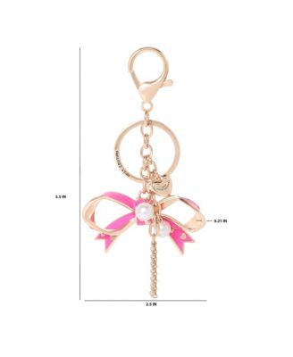 Bow Charm Keychain – Stylish Gold & Pink Bling Accessory