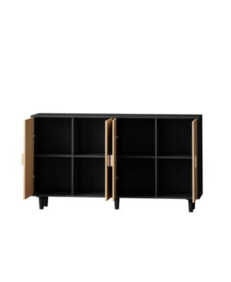 62.20" Elegant and Functional 4-Door Rattan Decorative Storage Cabinet