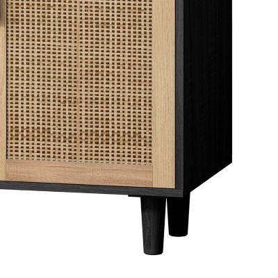 62.20" Elegant and Functional 4-Door Rattan Decorative Storage Cabinet