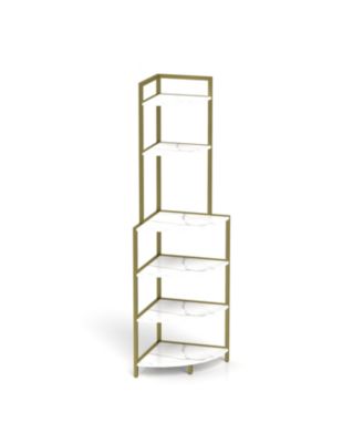 Streamdale 6-Tier Corner Bookshelf with Open Shelves, Rustic Brown