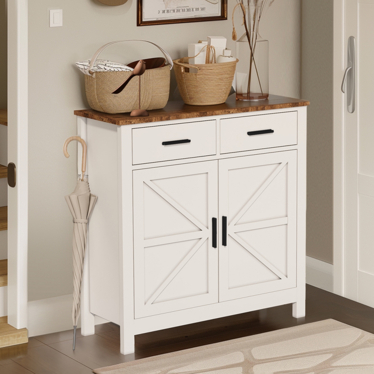 Streamdale Farmhouse Buffet Cabinet with Drawers and Doors
