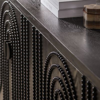 Modern Black Accent Cabinet 4-Door Wooden Storage Cabinet