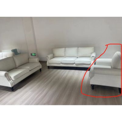 Streamdale 40" Nailhead Trim Sofa, Beige Faux Leather Rolled Arm, 1 Seater