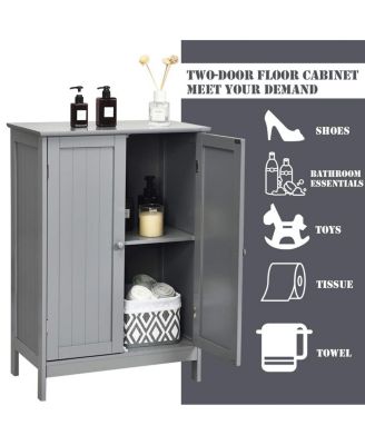 2-Door Free-Standing Bathroom Cabinet with Shelf