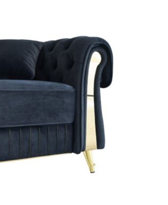 Streamdale 89" Chesterfield Tufted Velvet Sofa - Black