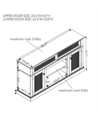 Streamdale Embossed TV Stand with Sliding Door, DARK CHERRY, 58"W x 15"D x 31.7"H
