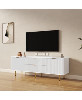 Streamdale Modern warm white TV cabinet, for Living Room Bedroom