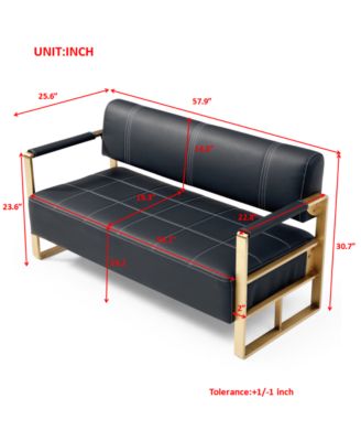 57.9" Width Modern Upholstery Faux Bonded Leather Loveseat Sofa